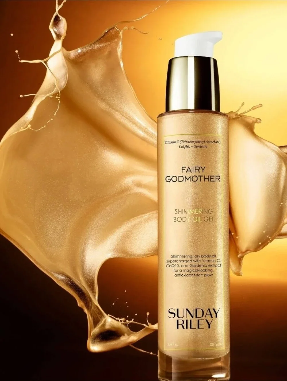 Sunday Riley Fairy Godmother Shimmering Body Oil Gel (Gold) NIB!